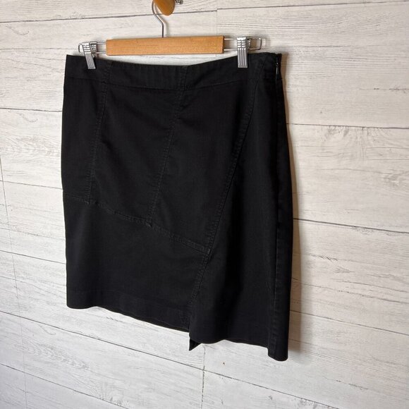 Nic + Zoe Skirt Womens Size 12 Black Asymmetric Geometric Seam Mini Cotton - Picture 4 of 16